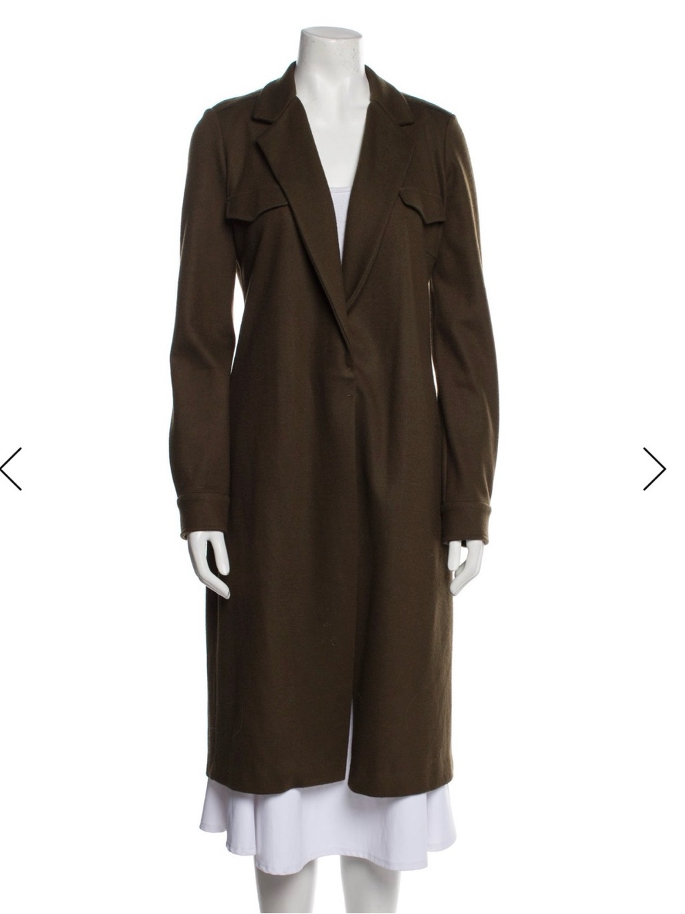 Max Mara Long Brown Virgin Wool Coat with Subtle Military Styling